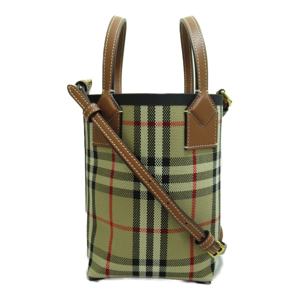 Burberry Mini London Tote Bag Cotton Brown